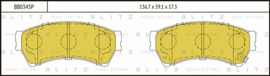 Blitz BB0345P - Тормозные колодки, дисковые, комплект autosila-amz.com