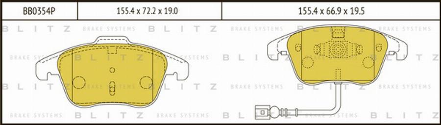 Blitz BB0354P - Тормозные колодки, дисковые, комплект autosila-amz.com