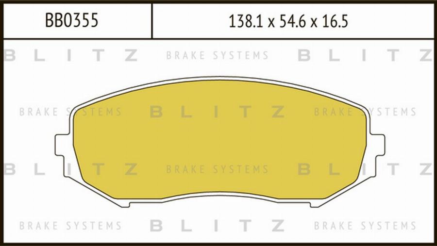 Blitz BB0355 - Тормозные колодки, дисковые, комплект autosila-amz.com