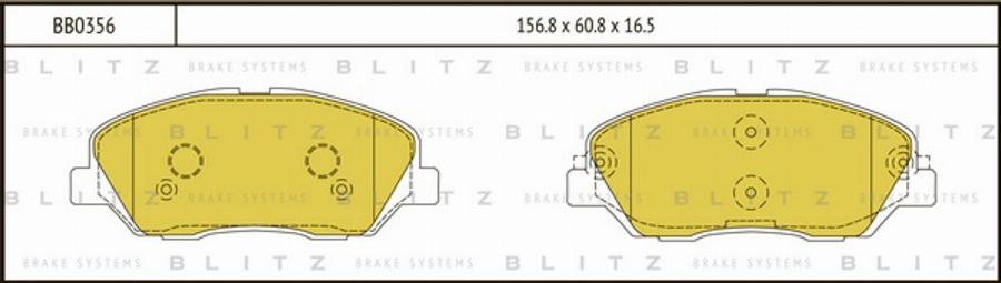 Blitz BB0356 - Тормозные колодки, дисковые, комплект autosila-amz.com
