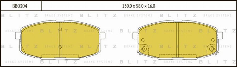 Blitz BB0304 - Тормозные колодки, дисковые, комплект autosila-amz.com