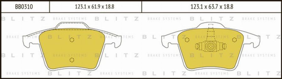 Blitz BB0310 - Тормозные колодки, дисковые, комплект autosila-amz.com