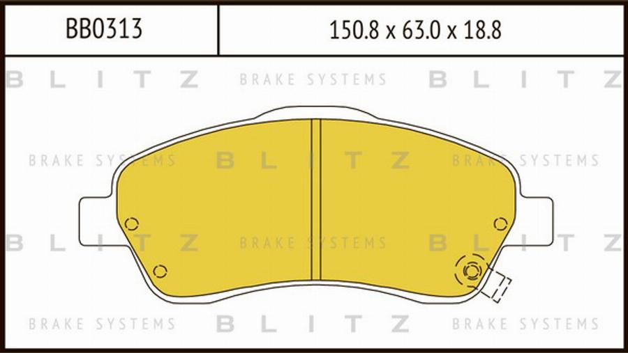 Blitz BB0313 - Тормозные колодки, дисковые, комплект autosila-amz.com