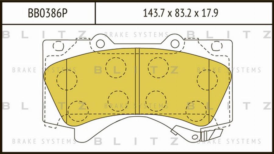 Blitz BB0386P - Тормозные колодки, дисковые, комплект autosila-amz.com
