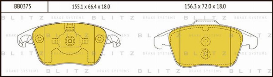 Blitz BB0375 - Тормозные колодки, дисковые, комплект autosila-amz.com