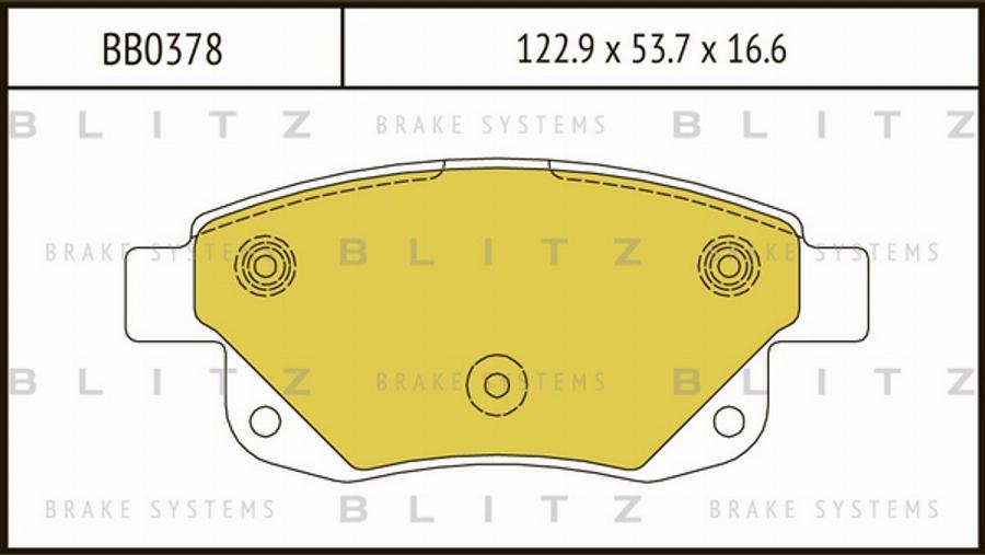 Blitz BB0378 - Тормозные колодки, дисковые, комплект autosila-amz.com