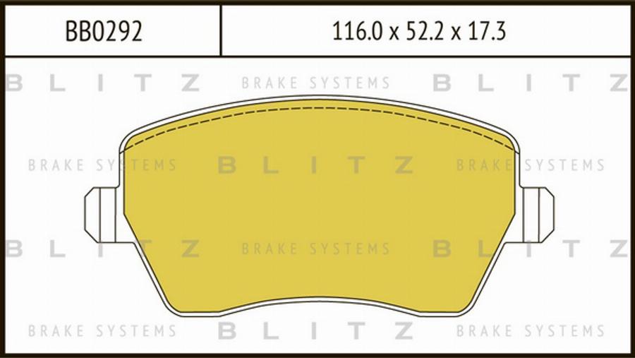 Blitz BB0292 - Тормозные колодки, дисковые, комплект autosila-amz.com