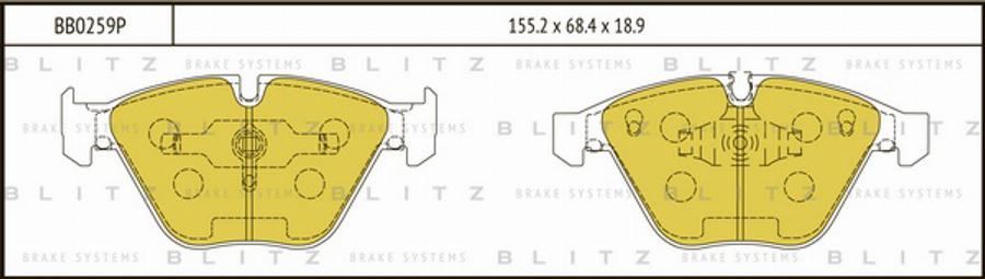 Blitz BB0259P - Тормозные колодки, дисковые, комплект autosila-amz.com