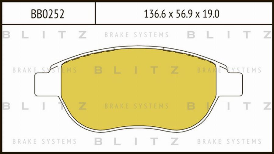 Blitz BB0252 - Тормозные колодки, дисковые, комплект autosila-amz.com