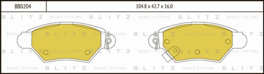 Blitz BB0204 - Тормозные колодки, дисковые, комплект autosila-amz.com