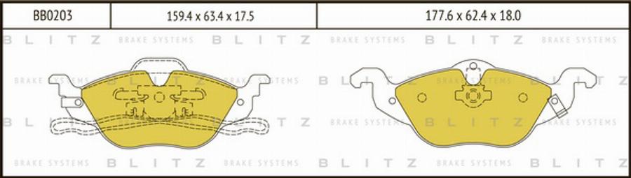 Blitz BB0203 - Тормозные колодки, дисковые, комплект autosila-amz.com