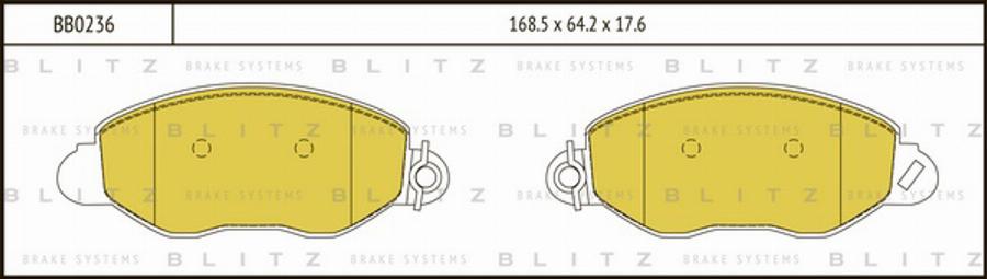 Blitz BB0236 - Тормозные колодки, дисковые, комплект autosila-amz.com