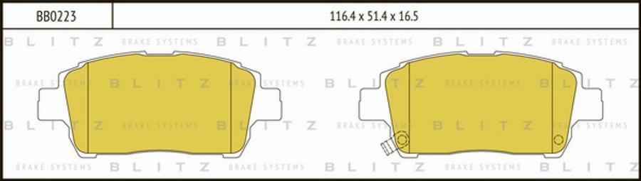 Blitz BB0223 - Тормозные колодки, дисковые, комплект autosila-amz.com