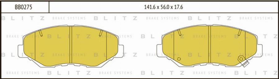 Blitz BB0275 - Тормозные колодки, дисковые, комплект autosila-amz.com