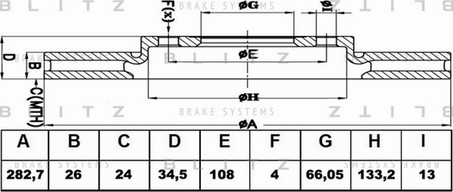 Blitz BS0167 - Тормозной диск autosila-amz.com