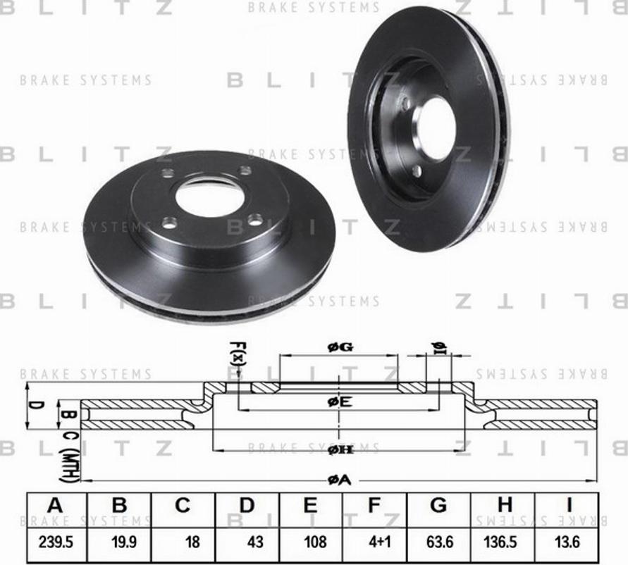 Blitz BS0125 - Тормозной диск autosila-amz.com