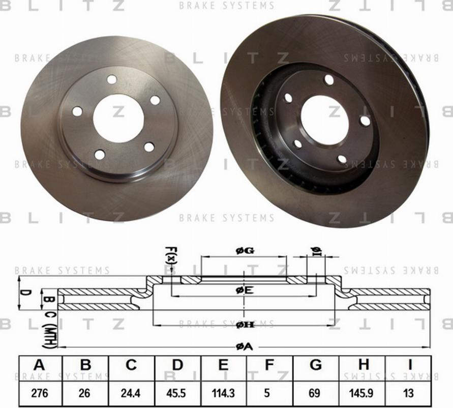 Blitz BS0334 - Тормозной диск autosila-amz.com