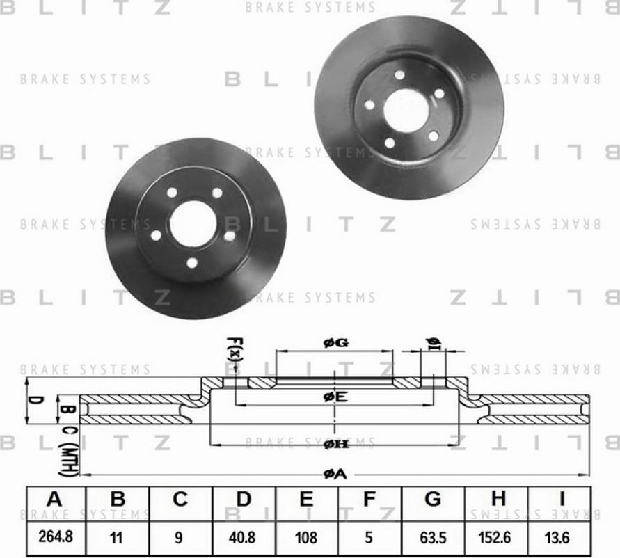 Blitz BS0201 - Тормозной диск autosila-amz.com