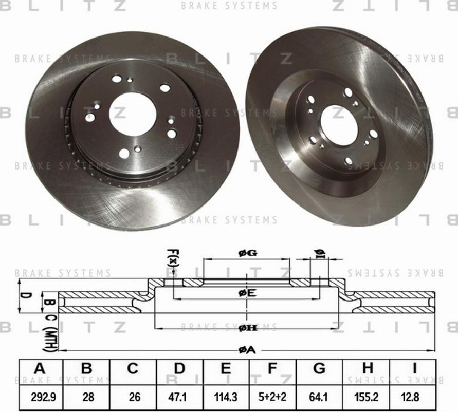 Blitz BS0279 - Тормозной диск autosila-amz.com