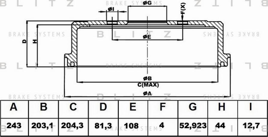 Blitz BT0132 - Тормозной барабан autosila-amz.com