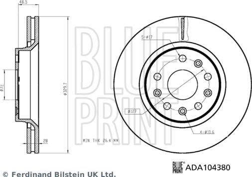 Blue Print ADA104380 - Тормозной диск autosila-amz.com