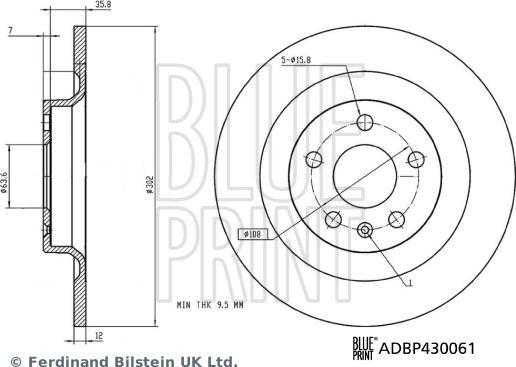 Blue Print ADBP430061 - Тормозной диск autosila-amz.com