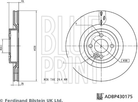 Blue Print ADBP430175 - Тормозной диск autosila-amz.com