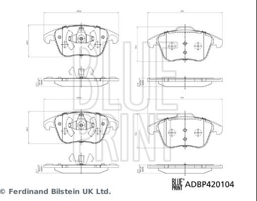 Blue Print ADBP420104 - Тормозные колодки, дисковые, комплект autosila-amz.com