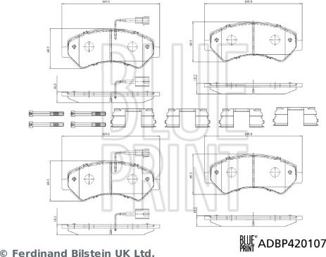 Blue Print ADBP420107 - Тормозные колодки, дисковые, комплект autosila-amz.com