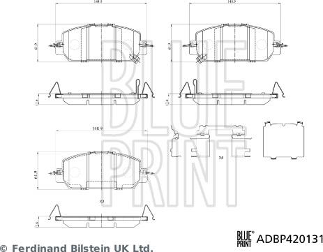 Blue Print ADBP420131 - Тормозные колодки, дисковые, комплект autosila-amz.com