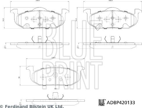Blue Print ADBP420133 - Тормозные колодки, дисковые, комплект autosila-amz.com