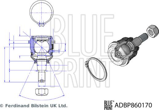 Blue Print ADBP860170 - Шаровая опора, несущий / направляющий шарнир autosila-amz.com