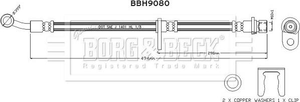 Borg & Beck BBH9080 - Тормозной шланг autosila-amz.com