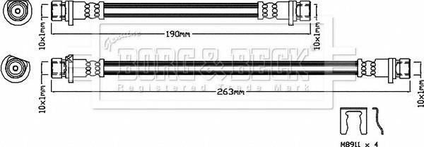 Borg & Beck BBH8174 - Тормозной шланг autosila-amz.com