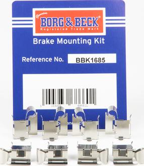 Borg & Beck BBK1685 - Комплектующие для колодок дискового тормоза autosila-amz.com