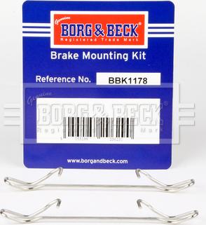 Borg & Beck BBK1178 - Комплектующие для колодок дискового тормоза autosila-amz.com