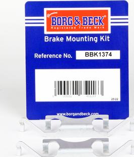 Borg & Beck BBK1374 - Комплектующие для колодок дискового тормоза autosila-amz.com