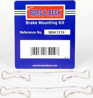 Borg & Beck BBK1219 - Комплектующие для колодок дискового тормоза autosila-amz.com
