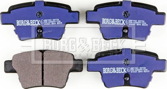 Borg & Beck BBP1983 - Тормозные колодки, дисковые, комплект autosila-amz.com