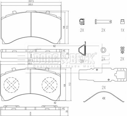 Borg & Beck BBP33009 - Тормозные колодки, дисковые, комплект autosila-amz.com