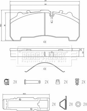 Borg & Beck BBP33000 - Тормозные колодки, дисковые, комплект autosila-amz.com