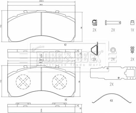 Borg & Beck BBP33015 - Тормозные колодки, дисковые, комплект autosila-amz.com