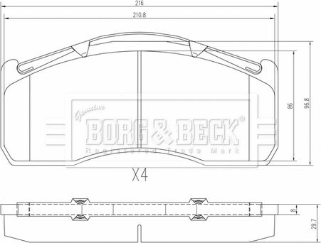 Borg & Beck BBP33022 - Тормозные колодки, дисковые, комплект autosila-amz.com
