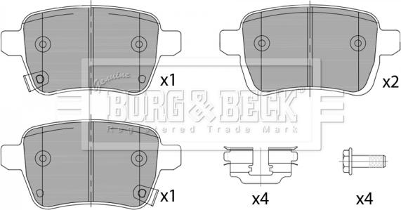 Borg & Beck BBP2460 - Тормозные колодки, дисковые, комплект autosila-amz.com