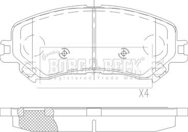 Borg & Beck BBP2596 - Тормозные колодки, дисковые, комплект autosila-amz.com