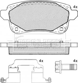 Borg & Beck BBP2539 - Тормозные колодки, дисковые, комплект autosila-amz.com