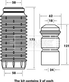 Borg & Beck BPK7059 - Пылезащитный комплект, амортизатор autosila-amz.com