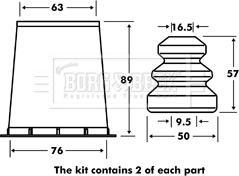 Borg & Beck BPK7015 - Пылезащитный комплект, амортизатор autosila-amz.com