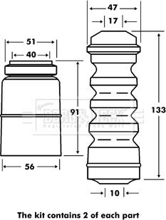 Borg & Beck BPK7088 - Пылезащитный комплект, амортизатор autosila-amz.com