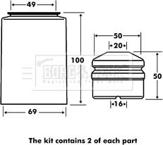 Borg & Beck BPK7028 - Пылезащитный комплект, амортизатор autosila-amz.com